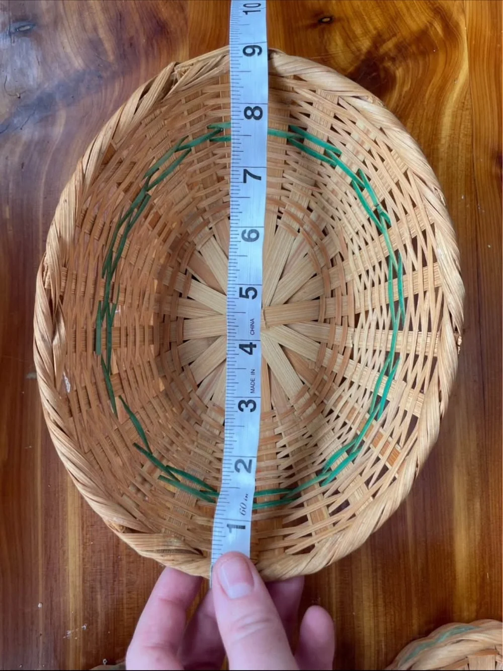 Hand Crafted Natural & Teal Woven Nesting Baskets